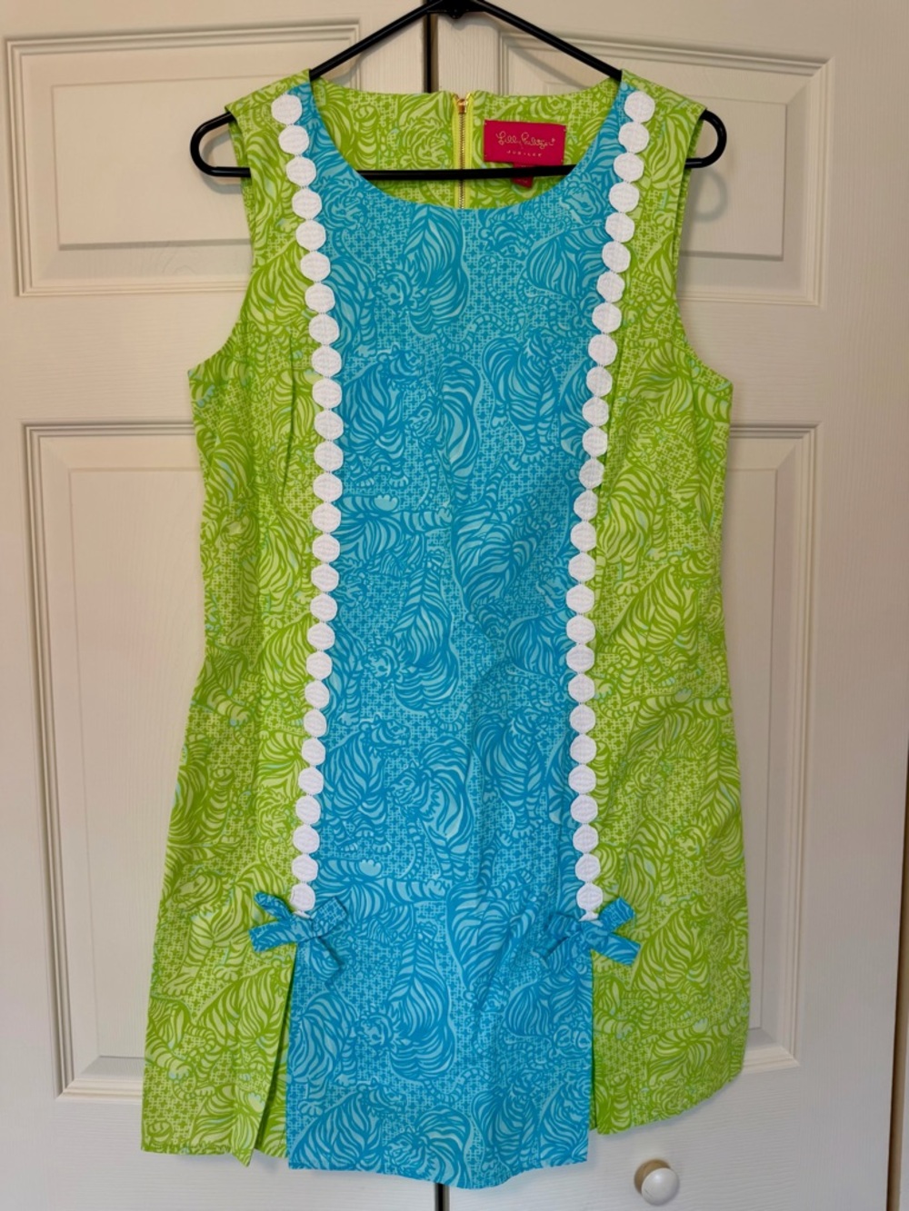 Lilly Pulitzer Blue and Lime Green Sleeveless Shift Dress